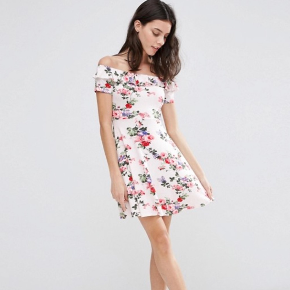 Nwot Asos off shoulder skater floral dress